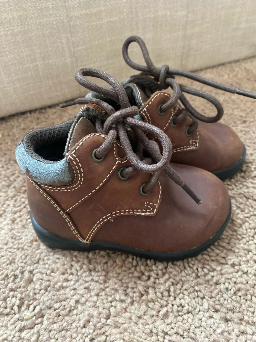 Kids Brown Lace-Up Ankle Boots - Classic Comfort